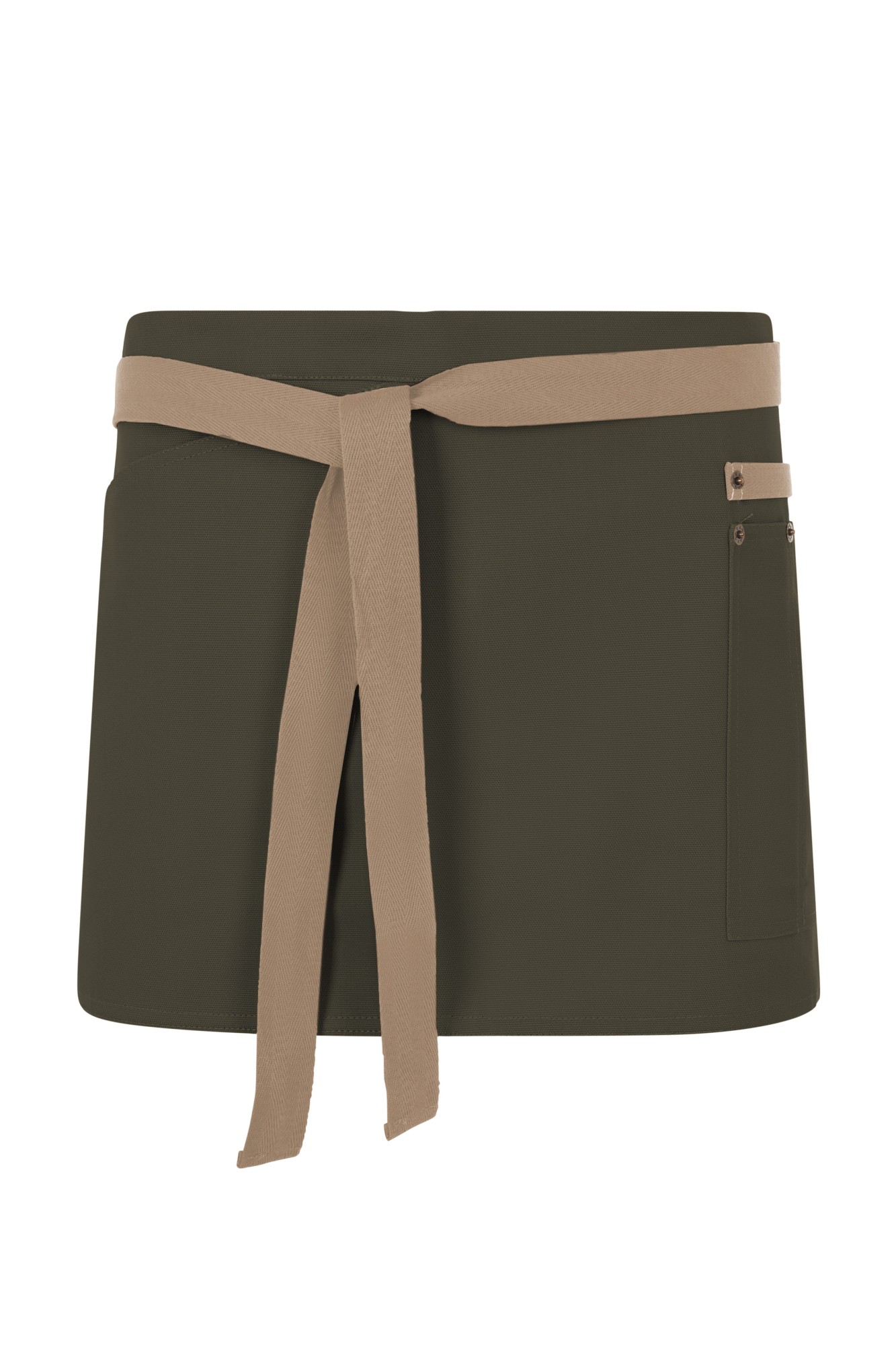 404221B.DELANTAL CANVAS CORTO VERDE OLIVA/BEIGE ARENA U