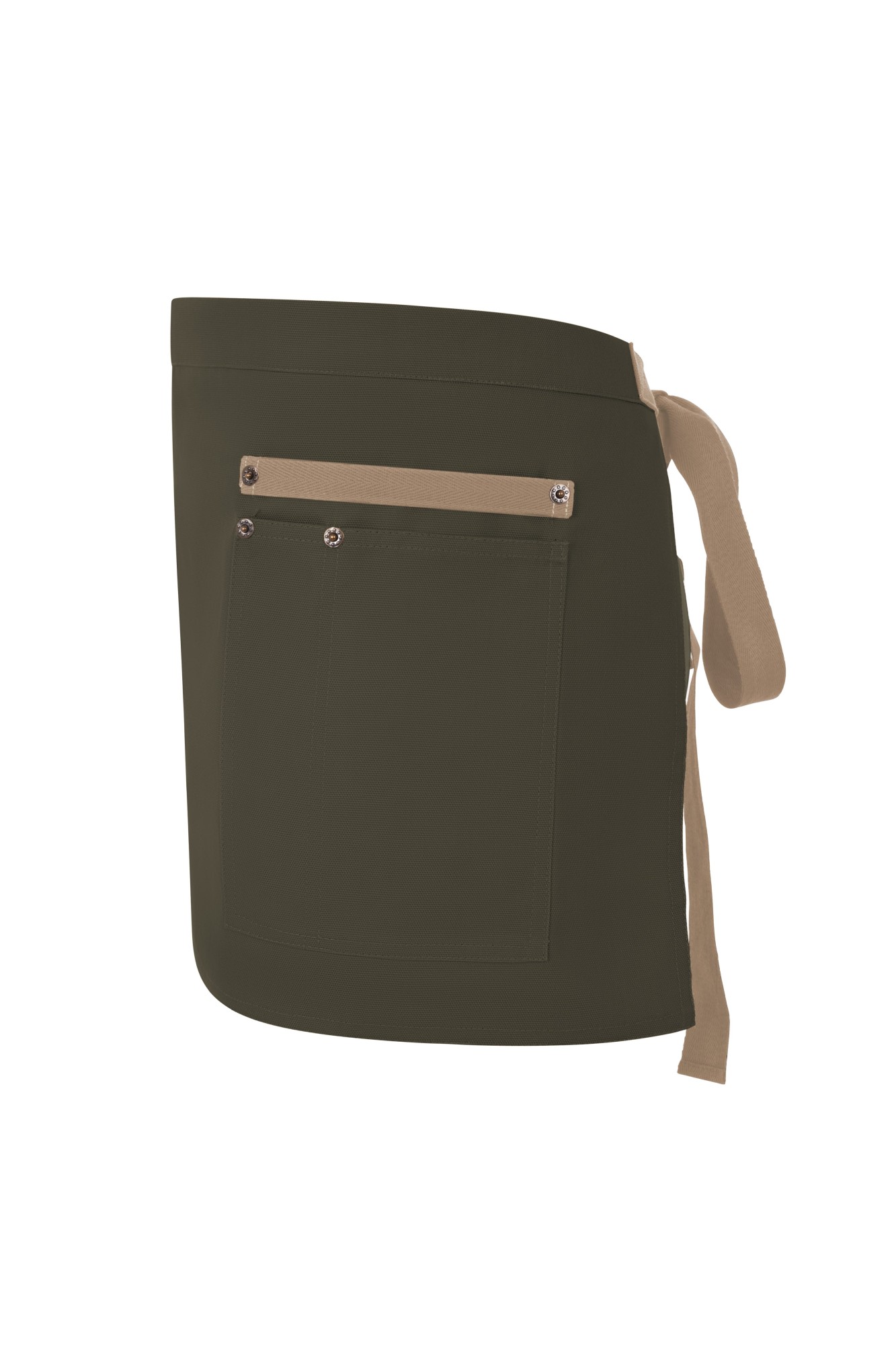 404221B.DELANTAL CANVAS CORTO VERDE OLIVA/BEIGE ARENA U