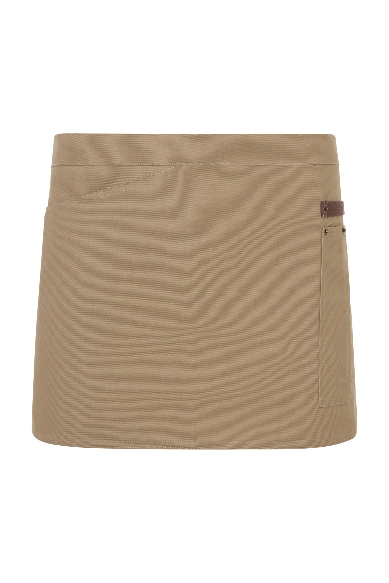 404221B.DELANTAL CANVAS CORTO BEIGE ARENA/MARRÓN U