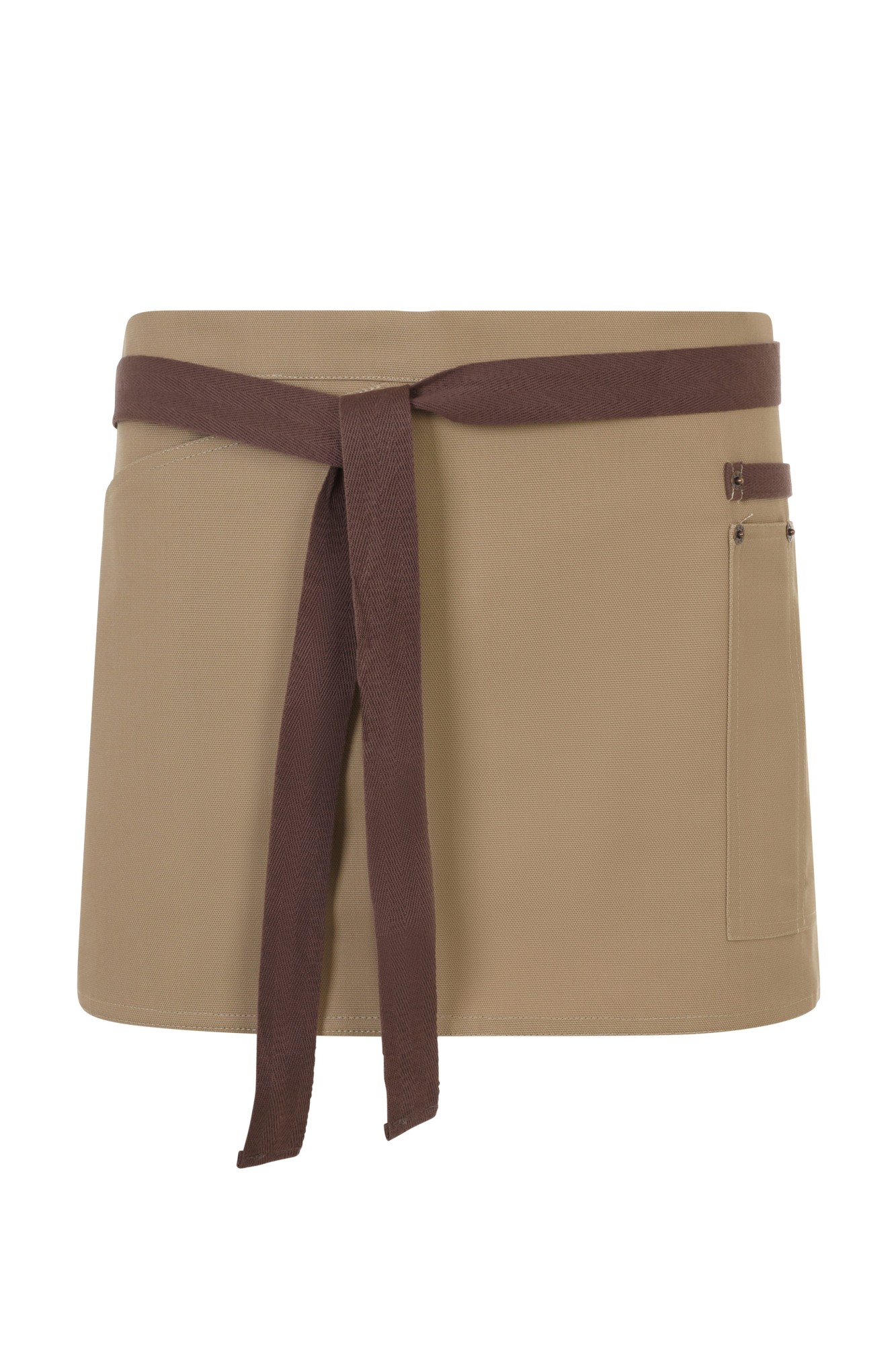 404221B.DELANTAL CANVAS CORTO BEIGE ARENA/MARRÓN U