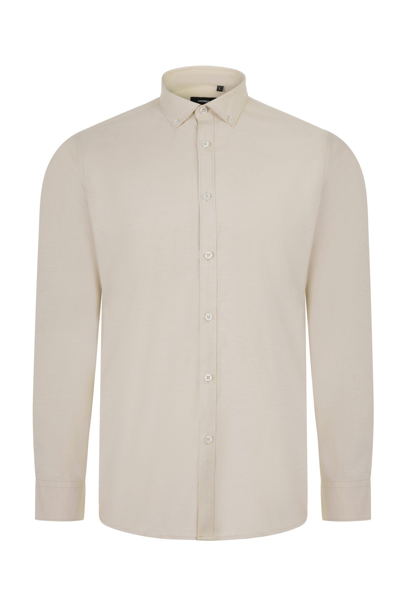 405004S.CAMISA OXFORD ML HOMBRE BEIGE CLARO S