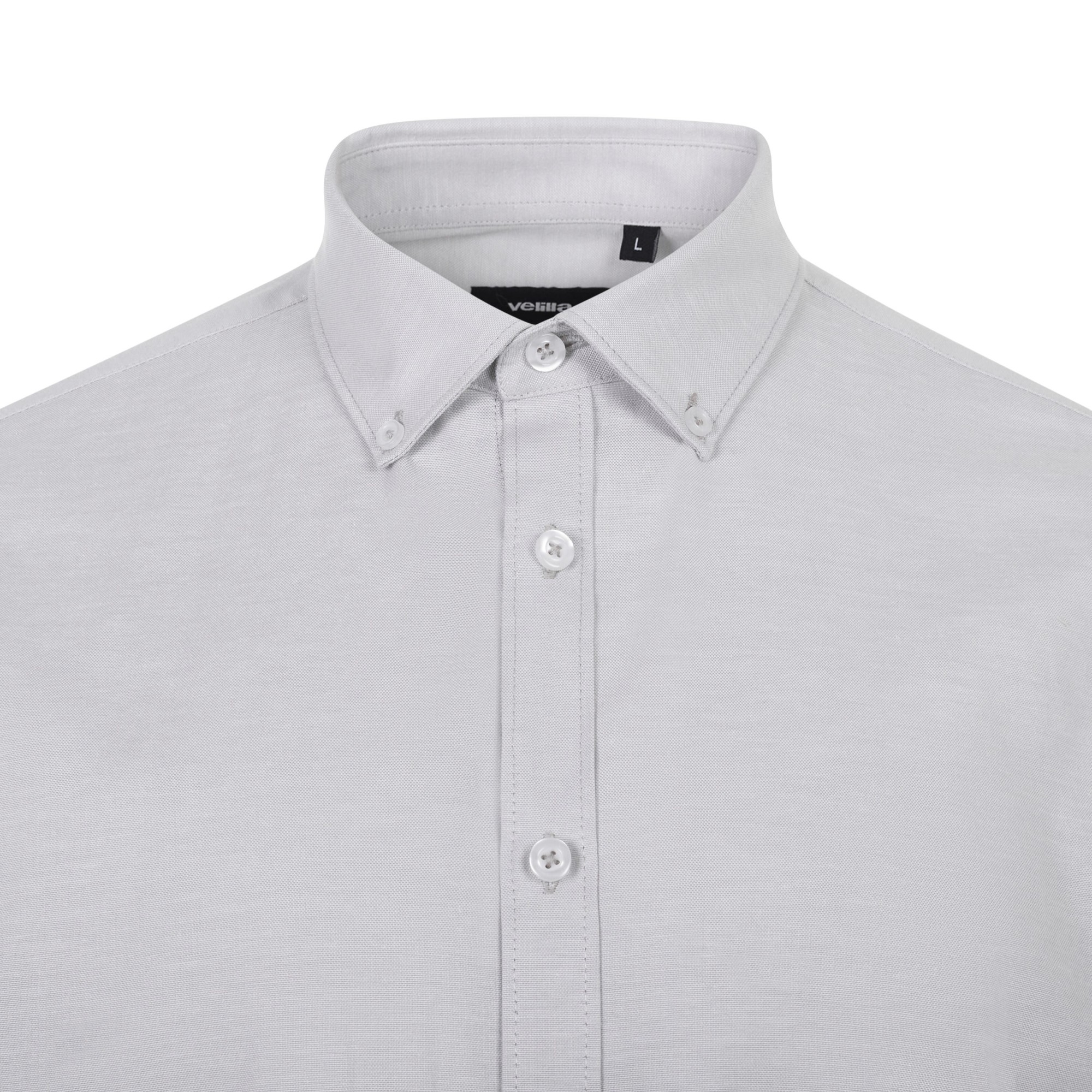 405004S.CAMISA OXFORD ML HOMBRE GRIS HIELO S