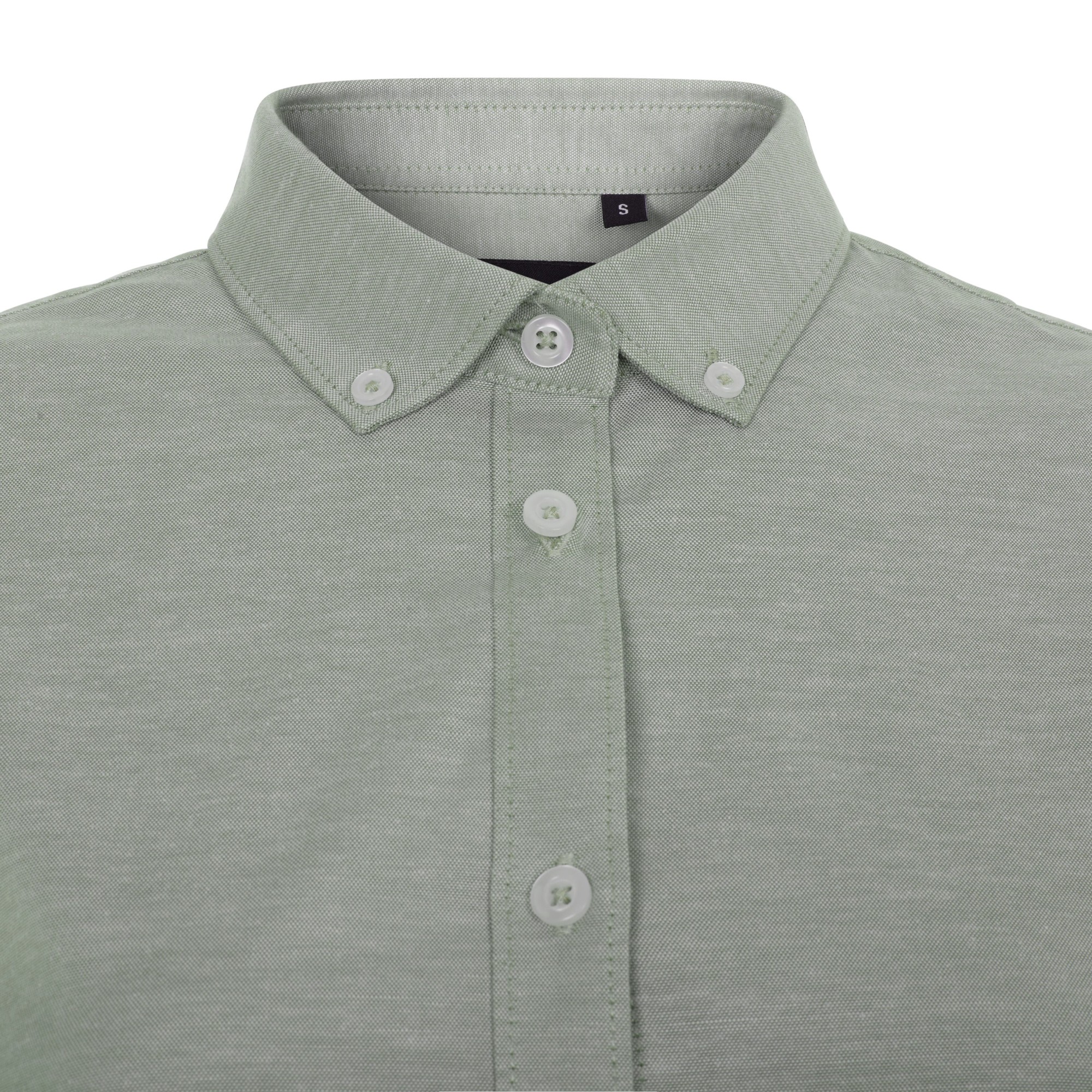 405005S.CAMISA OXFORD ML MUJER VERDE OLIVA CLARO XS