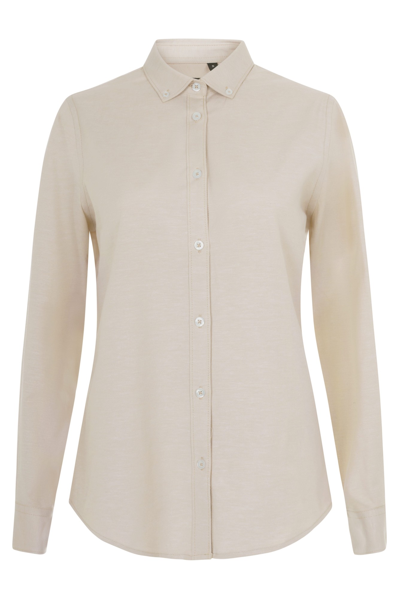405005S.CAMISA OXFORD ML MUJER BEIGE CLARO XS
