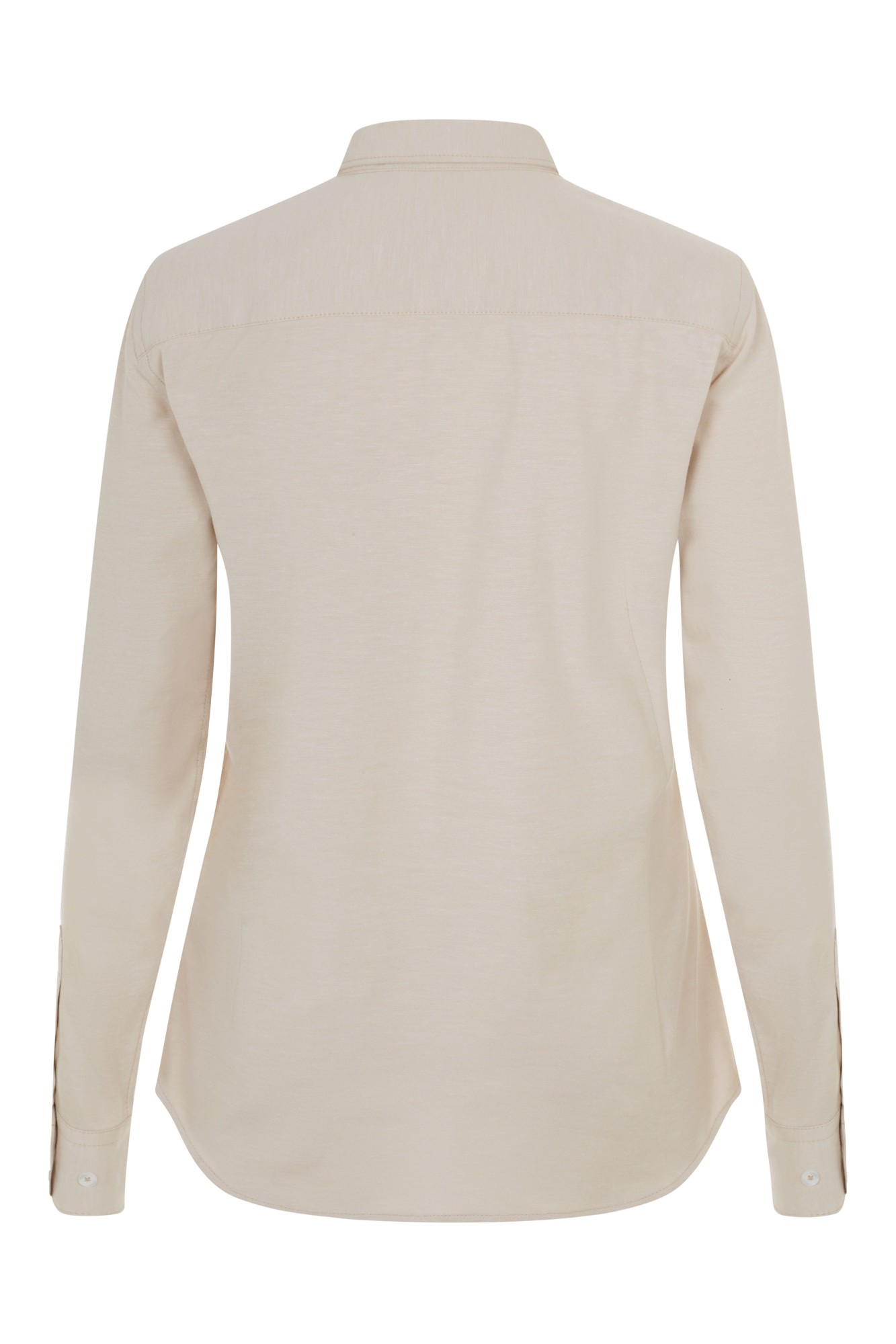 405005S.CAMISA OXFORD ML MUJER BEIGE CLARO XS