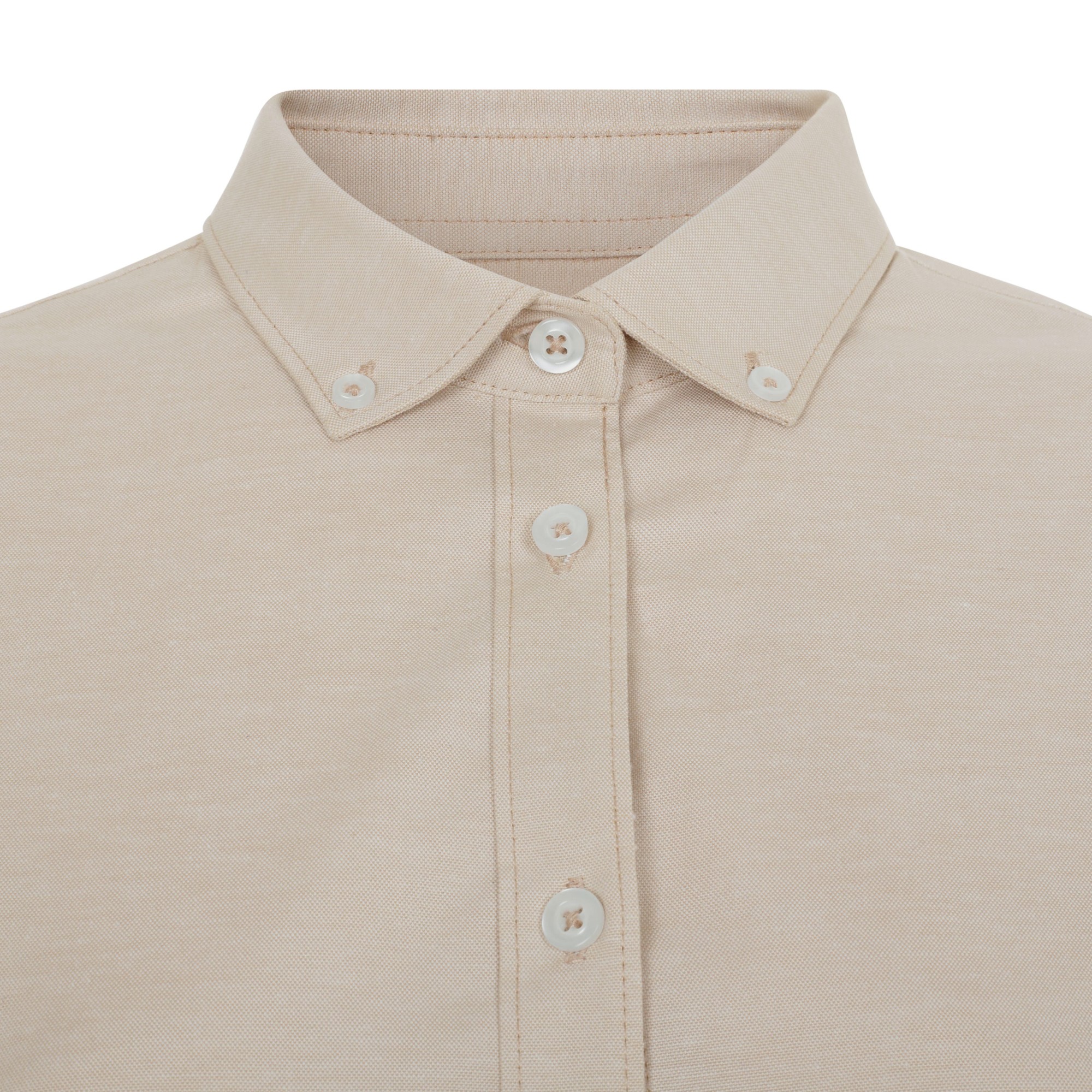 405005S.CAMISA OXFORD ML MUJER BEIGE CLARO XS