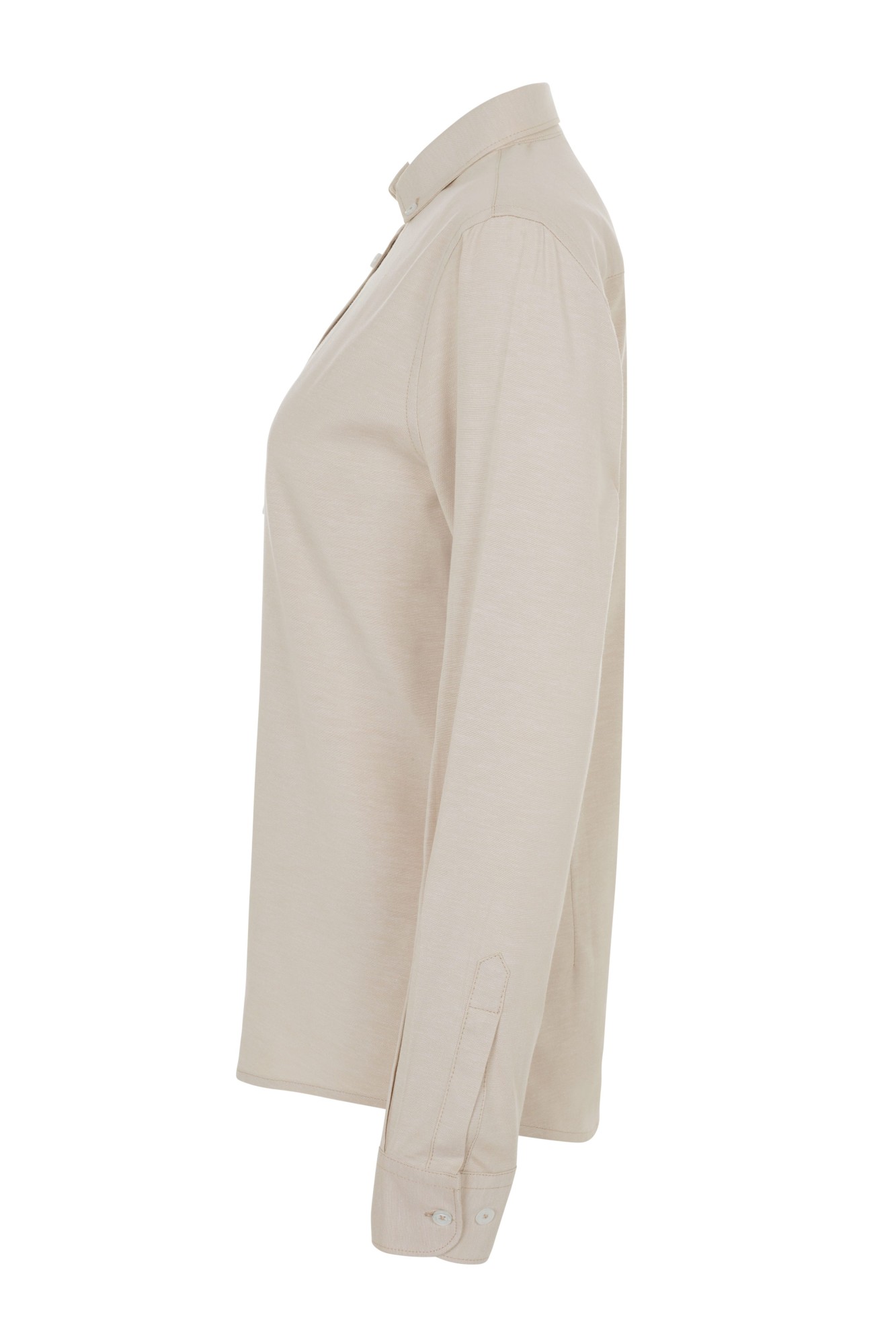 405005S.CAMISA OXFORD ML MUJER BEIGE CLARO XS