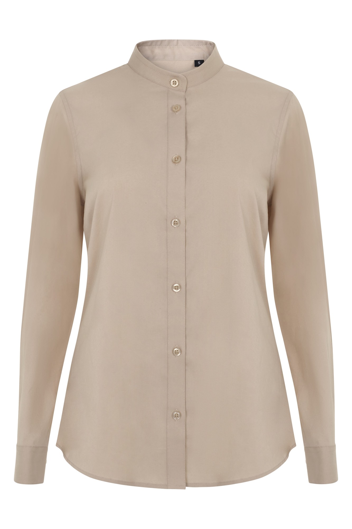 405015S.CAMISA STRETCH ML MUJER BEIGE CLARO XS