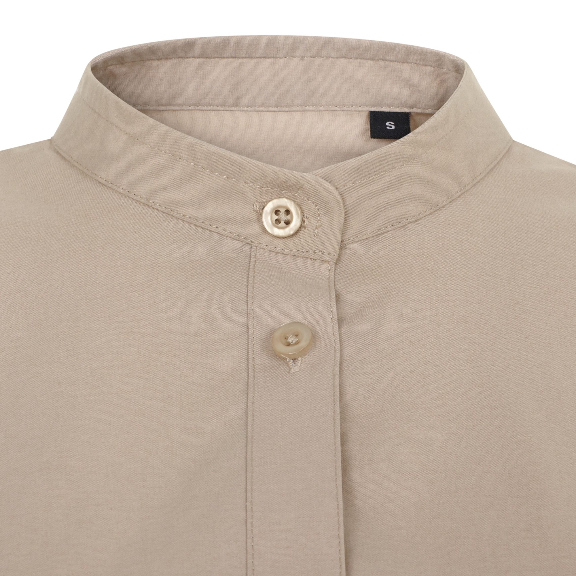 405015S.CAMISA STRETCH ML MUJER BEIGE CLARO XS