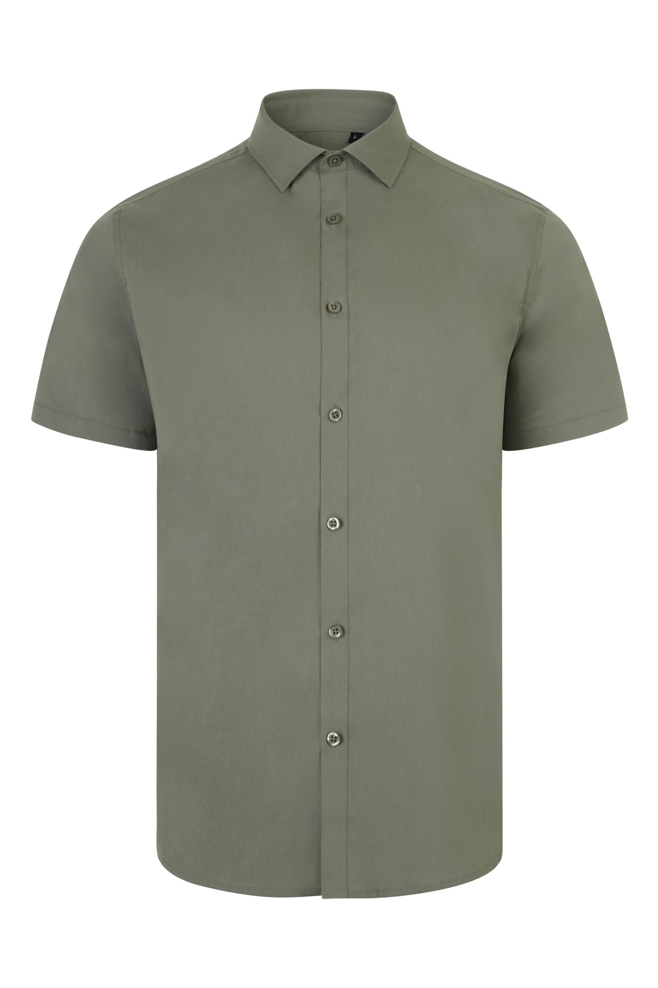 405016S.CAMISA STRETCH MC HOMBRE VERDE OLIVA CLARO S