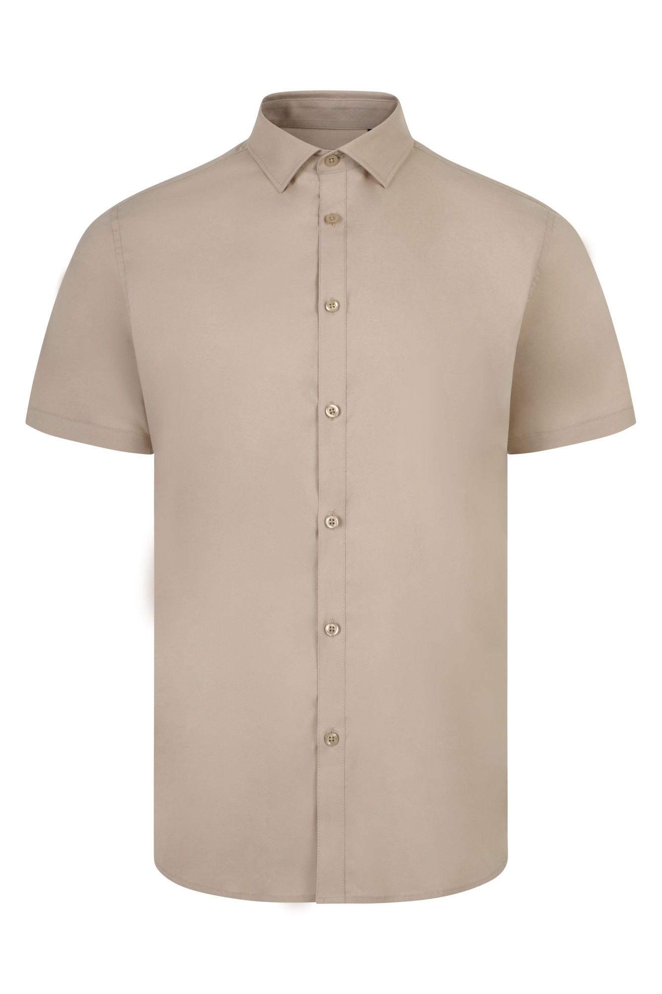 405016S.CAMISA STRETCH MC HOMBRE BEIGE CLARO S