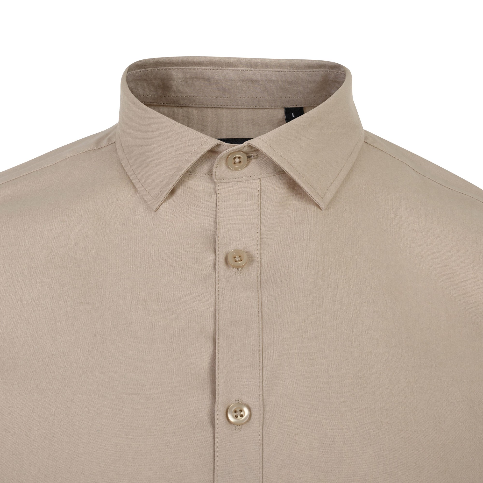 405016S.CAMISA STRETCH MC HOMBRE BEIGE CLARO S