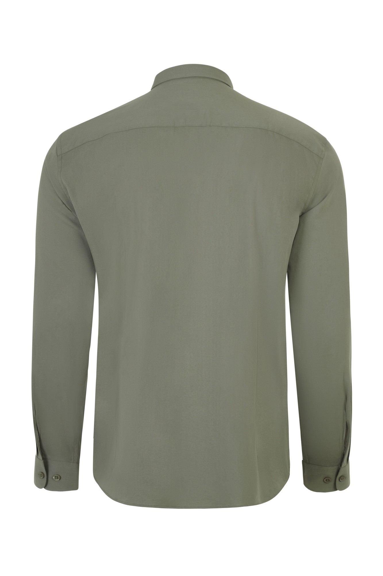 405017S.CAMISA STRETCH ML HOMBRE VERDE OLIVA CLARO S