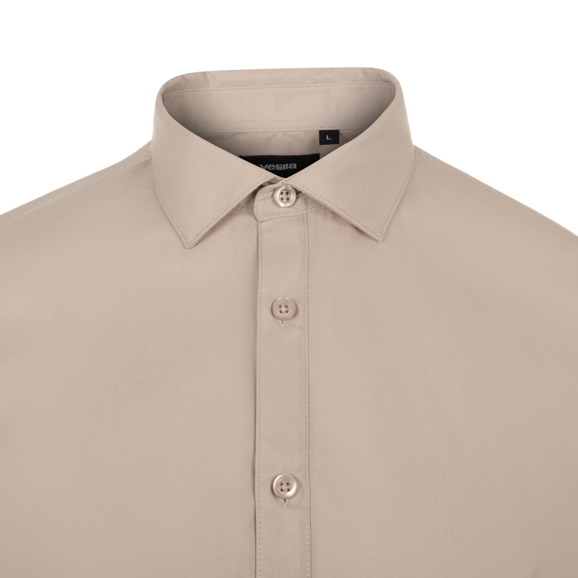405017S.CAMISA STRETCH ML HOMBRE BEIGE CLARO S