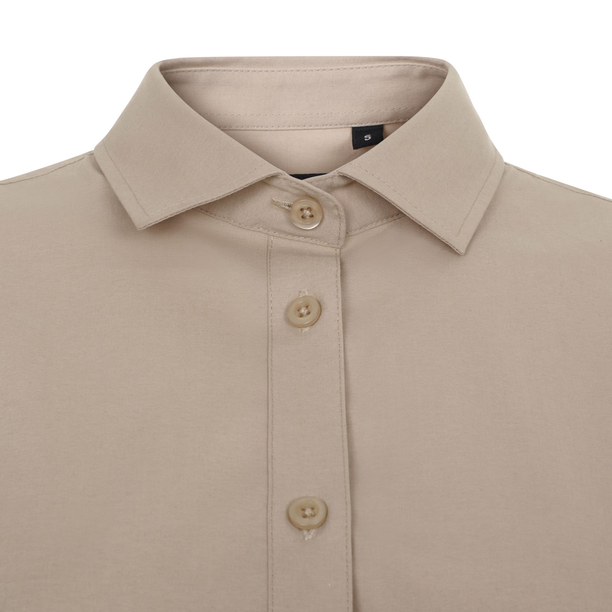 405018S.CAMISA STRETCH MC MUJER BEIGE CLARO XS