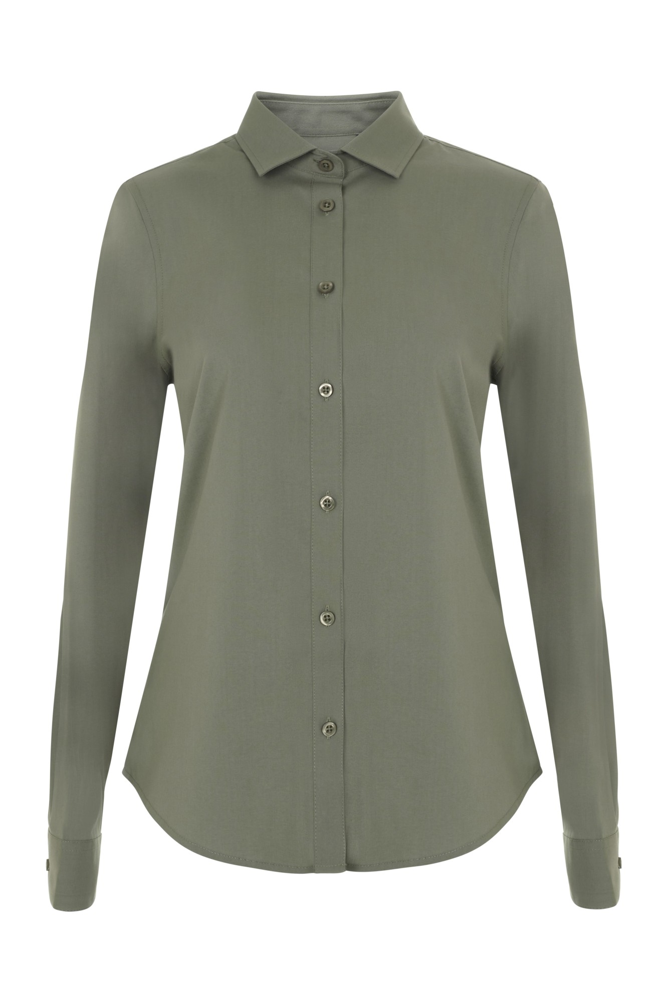 405019S.CAMISA STRETCH ML MUJER VERDE OLIVA CLARO XS