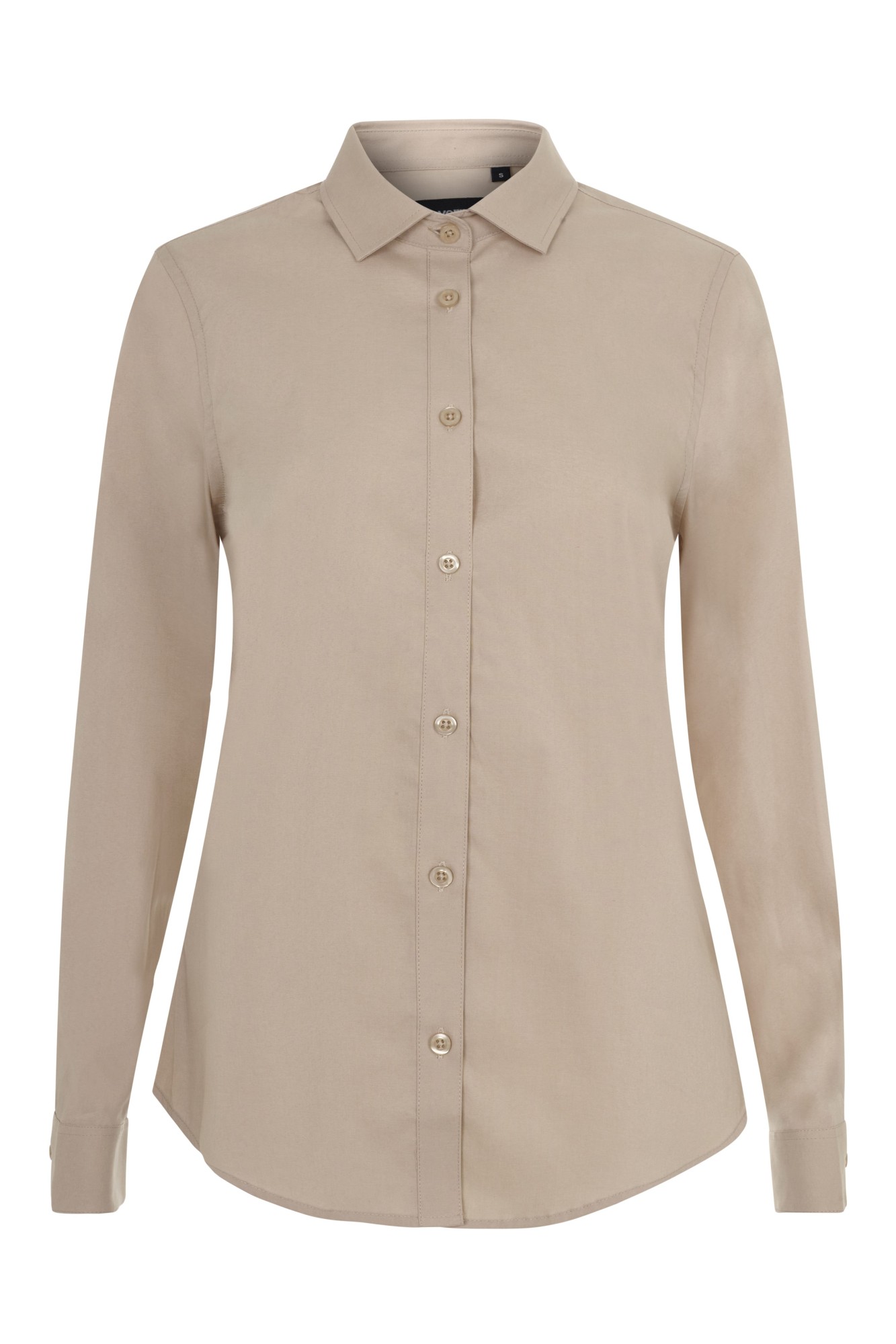 405019S.CAMISA STRETCH ML MUJER BEIGE CLARO XS