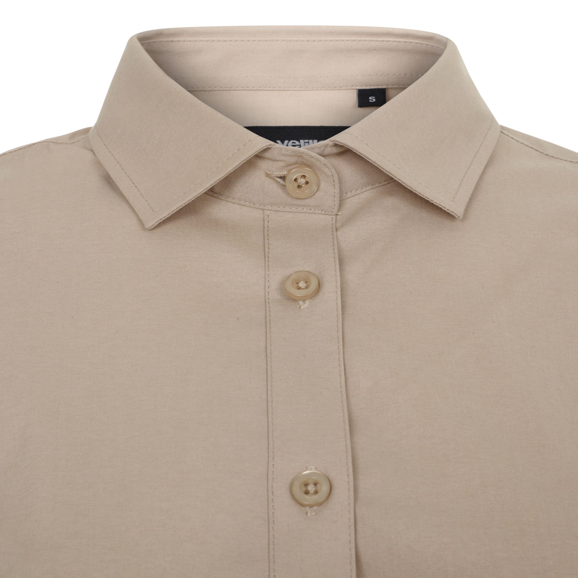 405019S.CAMISA STRETCH ML MUJER BEIGE CLARO XS