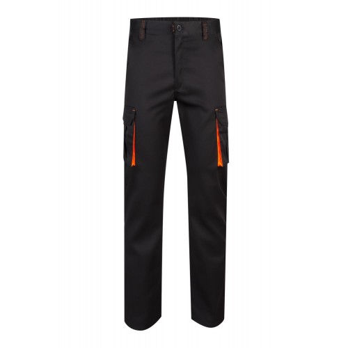 103008S.PANTALÓN STRETCH BICOLOR NEGRO/NARANJA FLÚOR 34