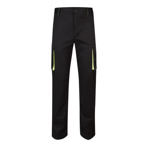 103008S.PANTALÓN STRETCH BICOLOR NEGRO/AMARILLO FLÚOR 34