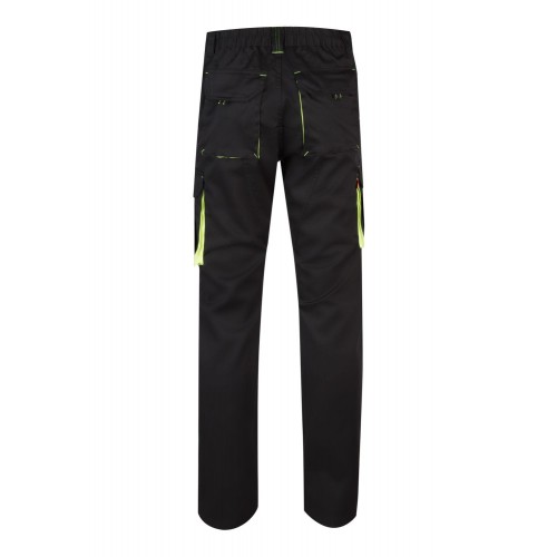 103008S.PANTALÓN STRETCH BICOLOR NEGRO/AMARILLO FLÚOR 34