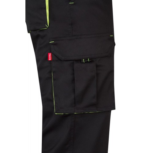 103008S.PANTALÓN STRETCH BICOLOR NEGRO/AMARILLO FLÚOR 34