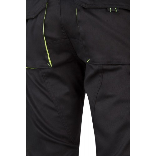103008S.PANTALÓN STRETCH BICOLOR NEGRO/AMARILLO FLÚOR 34