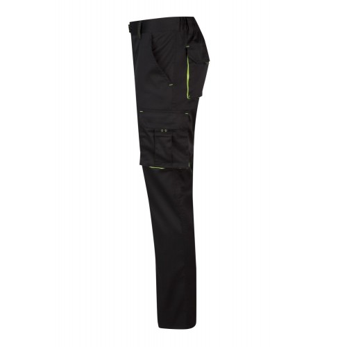 103008S.PANTALÓN STRETCH BICOLOR NEGRO/AMARILLO FLÚOR 34