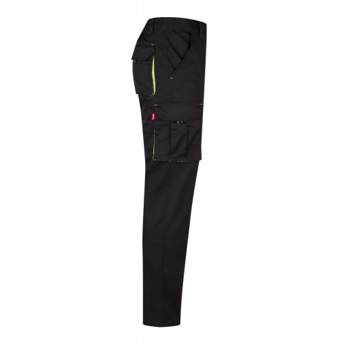 103008S.PANTALÓN STRETCH BICOLOR NEGRO/AMARILLO FLÚOR 34