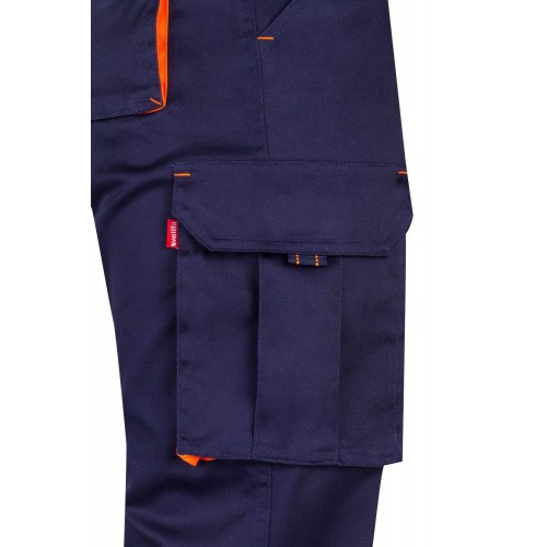 103008S.PANTALÓN STRETCH BICOLOR AZUL MARINO/NARANJA FLÚOR 34