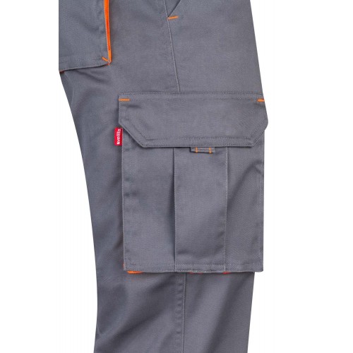 103008S.PANTALÓN STRETCH BICOLOR GRIS/NARANJA FLÚOR 34