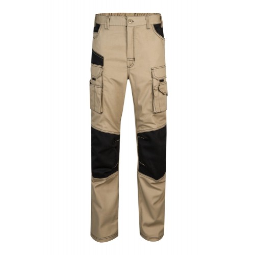 103011B.PANTALÓN CANVAS BICOLOR BEIGE ARENA/NEGRO L