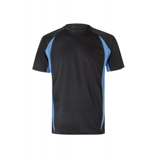 105501.CAMISETA TÉCNICA BICOLOR NEGRO/CELESTE S