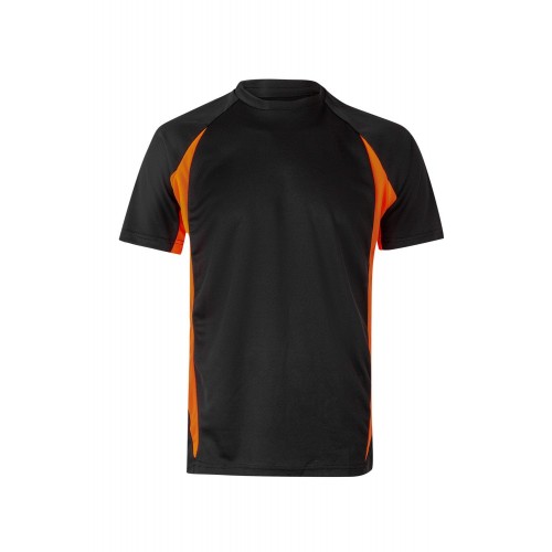 105501.CAMISETA TÉCNICA BICOLOR NEGRO/NARANJA FLÚOR 2XL