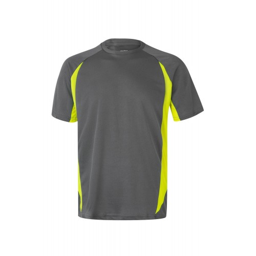 105501.CAMISETA TÉCNICA BICOLOR GRIS/AMARILLO FLÚOR M