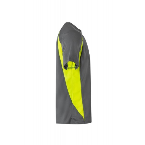 105501.CAMISETA TÉCNICA BICOLOR GRIS/AMARILLO FLÚOR 2XL
