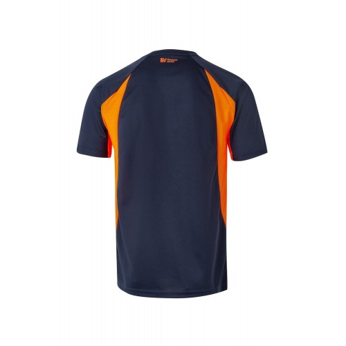 105501.CAMISETA TÉCNICA BICOLOR AZUL NAVY/NARANJA FLÚOR 2XL