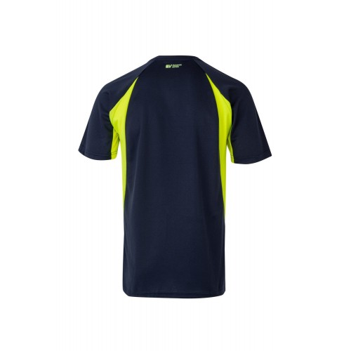 105501.CAMISETA TÉCNICA BICOLOR AZUL NAVY/AMARILLO FLÚOR 2XL
