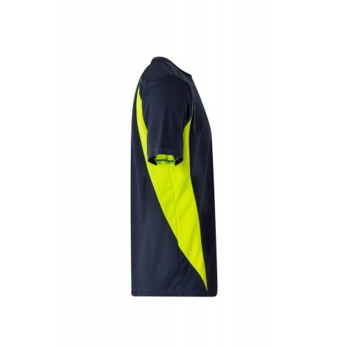 105501.CAMISETA TÉCNICA BICOLOR AZUL NAVY/AMARILLO FLÚOR 2XL