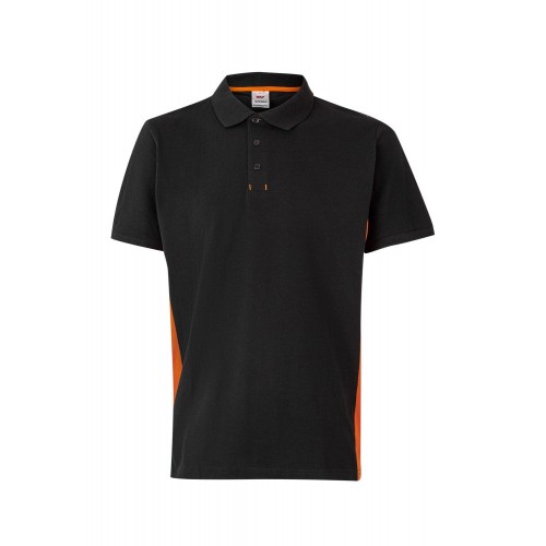 105504.POLO BICOLOR MC NEGRO/NARANJA XS