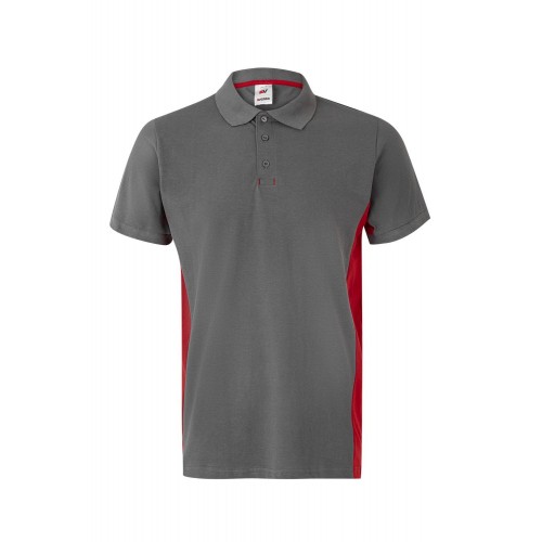 105504.POLO BICOLOR MC GRIS/ROJO M