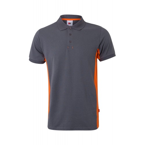 105504.POLO BICOLOR MC GRIS/NARANJA XS