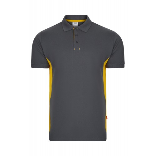 105504.POLO BICOLOR MC GRIS/AMARILLO L