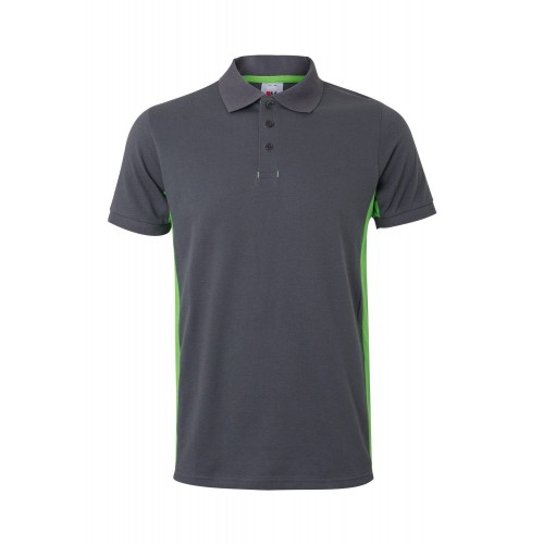 105504.POLO BICOLOR MC GRIS/VERDE LIMA XS