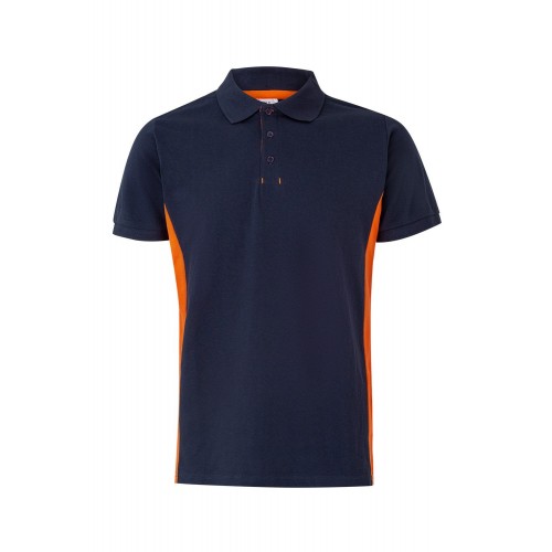 105504.POLO BICOLOR MC AZUL NAVY/NARANJA M