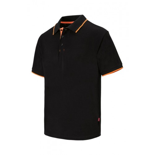 105505.POLO BICOLOR MC NEGRO/NARANJA FLÚOR 2XL