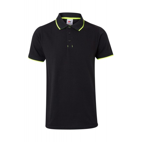 105505.POLO BICOLOR MC NEGRO/ AMARILLO FLUOR XS