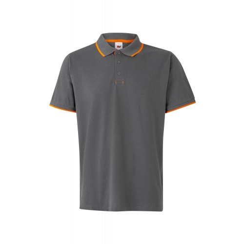 105505.POLO BICOLOR MC GRIS/NARANJA FLÚOR 2XL