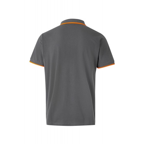 105505.POLO BICOLOR MC GRIS/NARANJA FLÚOR 2XL