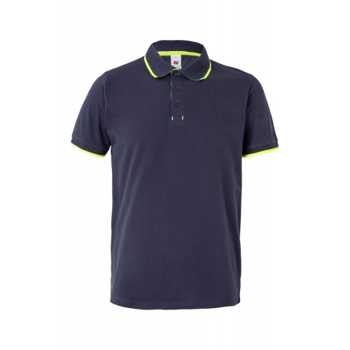 105505.POLO BICOLOR MC AZUL NAVY/AMARILLO FLÚOR 2XL